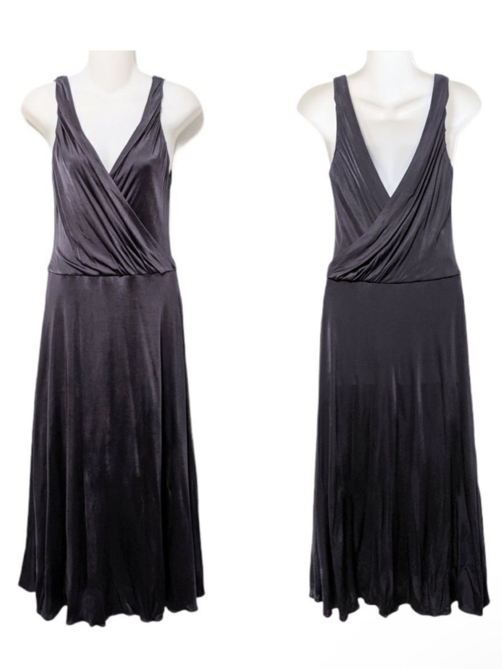 BANANA REPUBLIC Plunge Drape Front Midi Dress M